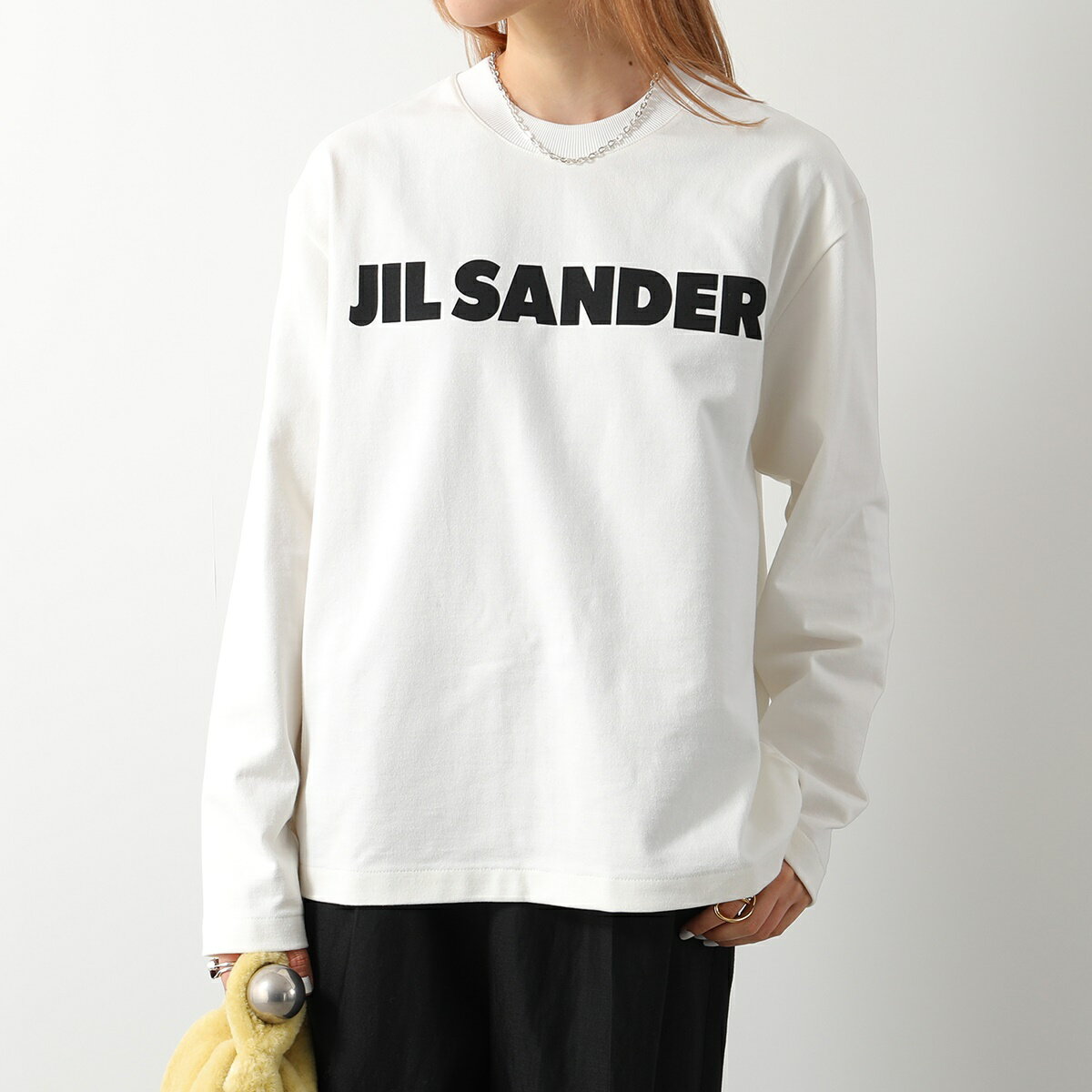 JIL SANDER ジルサンダー 長袖 Tシャツ J02GC0107 J45047 J45148 レディース コットン ロゴT ロンT クルーネック 102/PORCELAIN