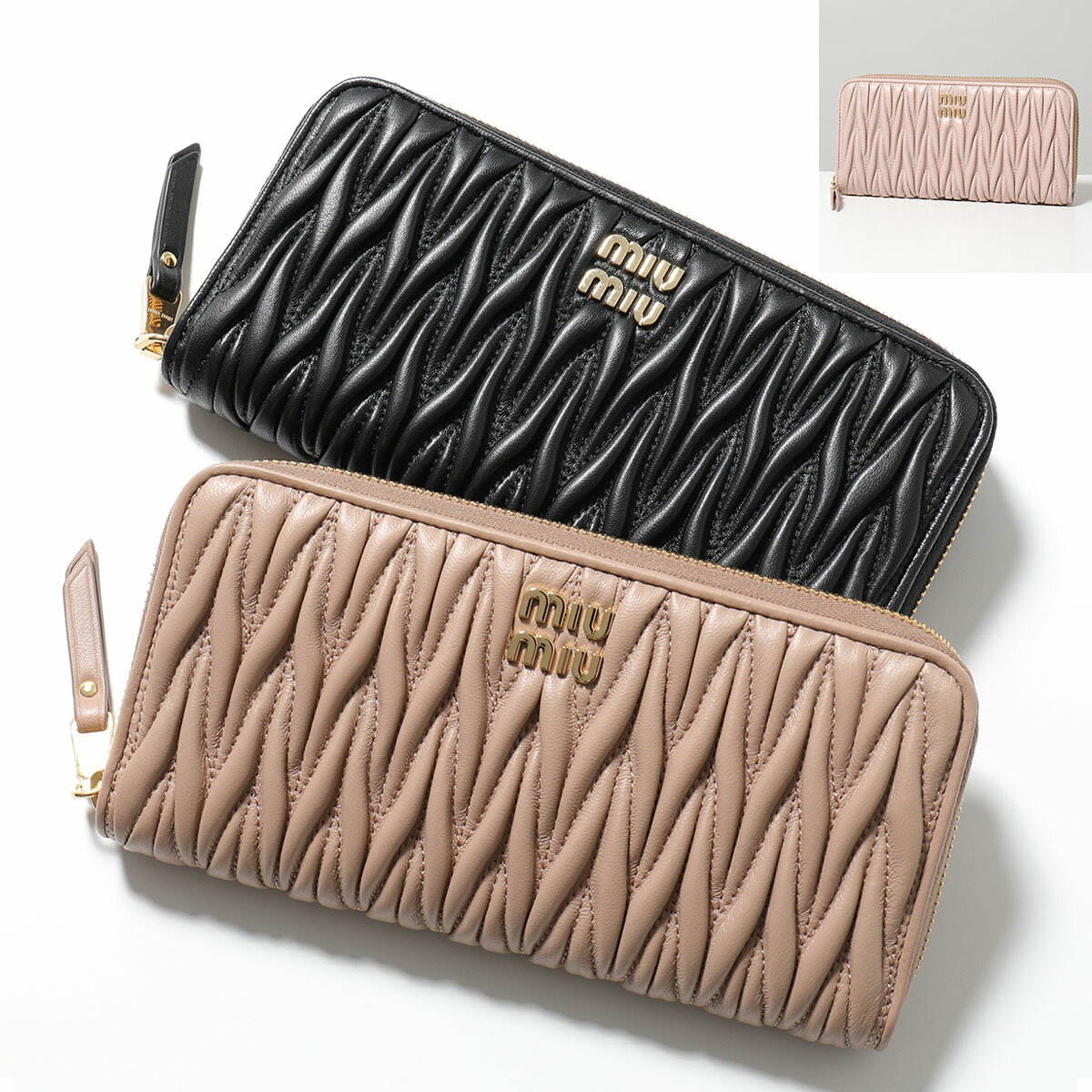 MIUMIU ミュウミュウ 長財布 MATELASSE マテラッセ 5ML506 2FPP レディース レザー ラウンドファスナー ロゴ カラー3色【po_saan】のサムネイル