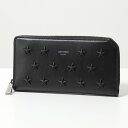 Jimmy Choo ジミーチュウ ラウンドファスナー 長財布 CARNABY/S OAJ メンズ レザー スタースタッズ ロゴ 小銭入れあり BLACK/GUNMETAL【po_fifth】