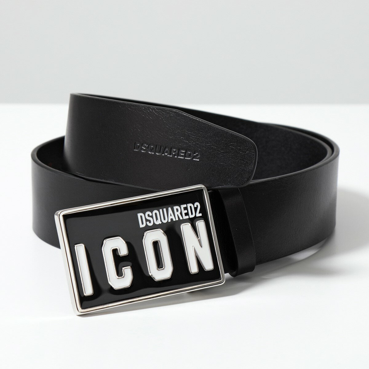 ディースクエアード DSQUARED2 ディースクエアード ベルト Icon Plaque Leather Belt BEM0326 12900001 メンズ レザー ロゴバックル M063/BLACK+WHITE【cp_ten】【po_fifth】