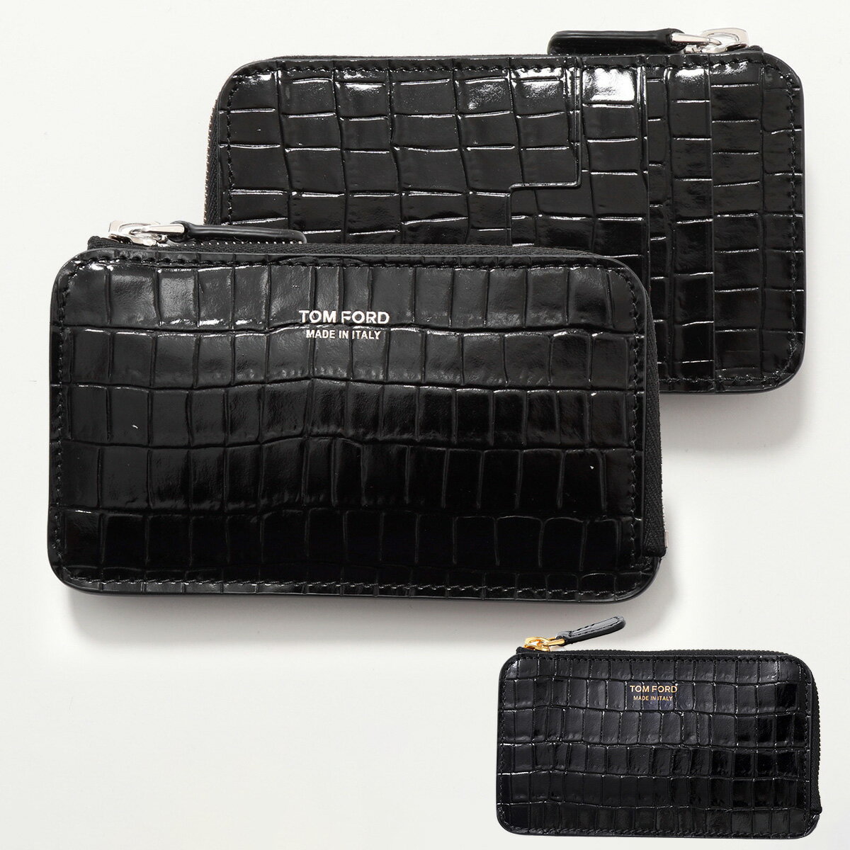 TOM FORD トムフォード コインケース カードケース Y0238 LCL239G LCL239S メンズ レザー フラグメントケース クロコダイル型押し 小銭入れ ミニ財布 ロゴ カラー3色のサムネイル
