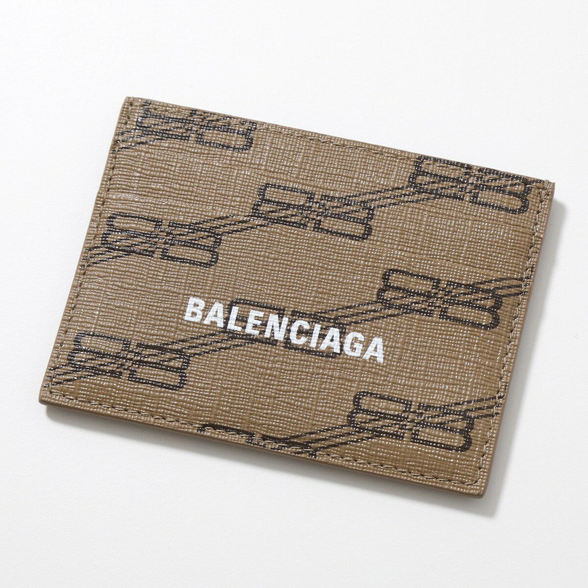 BALENCIAGA バレンシアガ カードケース 594309 210DA メンズ レザー BBロゴ パスケース 定期入れ ミニ財布 2762/BEIGE+BROWN