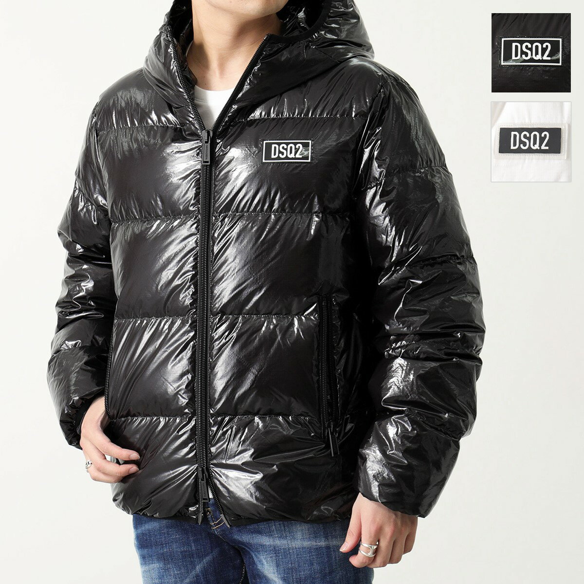 ディースクエアード ダウンジャケット メンズ DSQUARED2 ディースクエアード ダウンジャケット Hooded Puffer S74AM1447 S54056 メンズ ロゴ ナイロン フーディー カラー2色