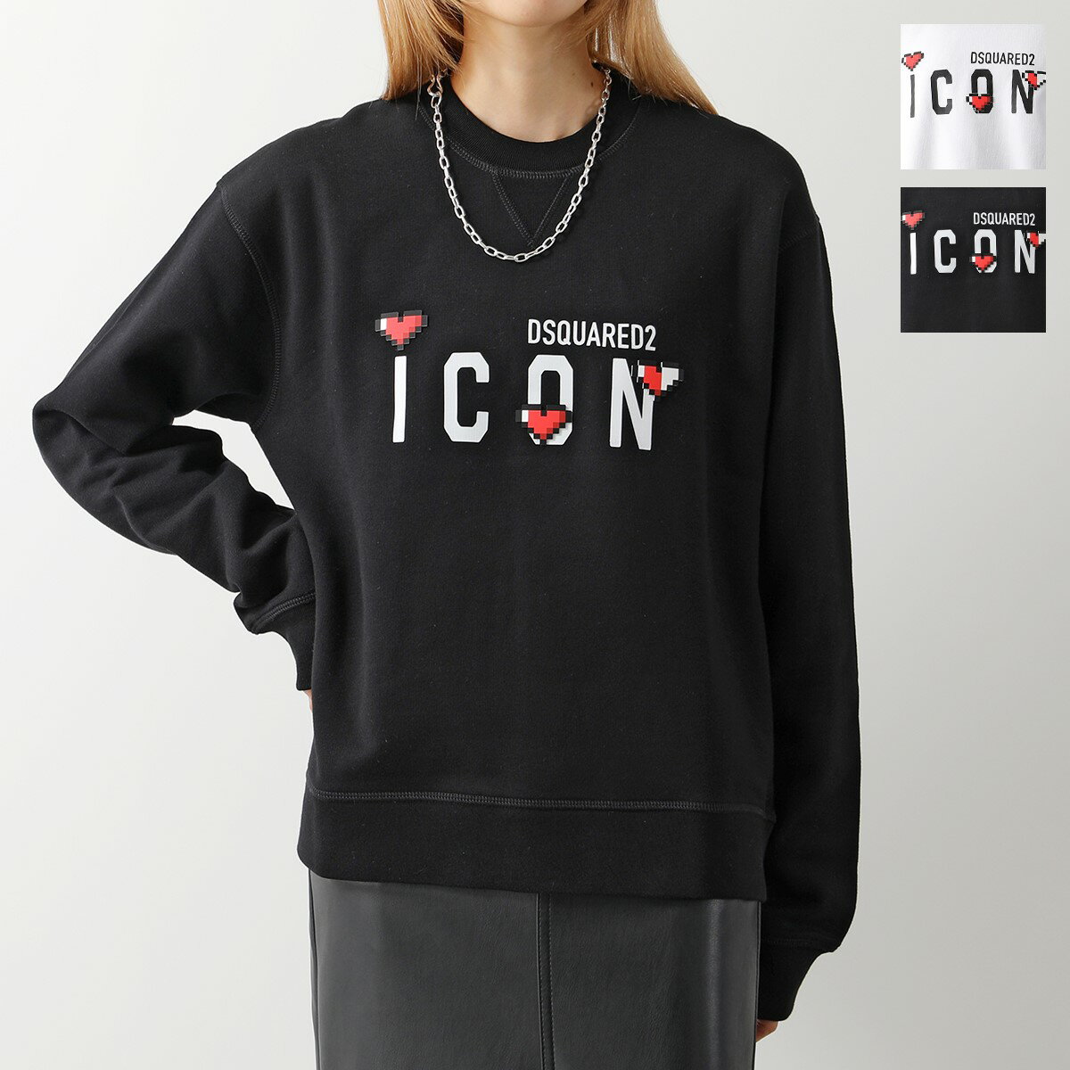 DSQUARED2 ディースクエアード トレーナー ICON GAME LOVER COOL S80GU0092 S25516 レディース クルーネック 長袖 スウェット カラー2色