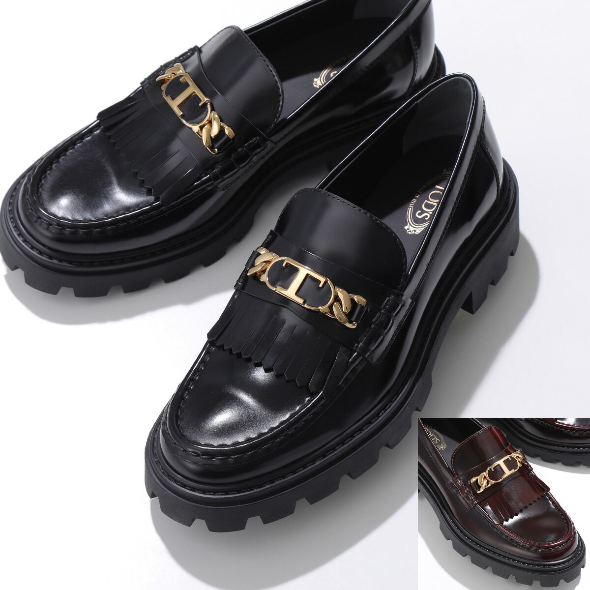 トッズ ローファー レディース TODS トッズ ローファー XXW08J0GF80SHA レディース Tチェーン メタル フリンジ レザーシューズ チャンキーソール ラバーソール 靴 カラー2色