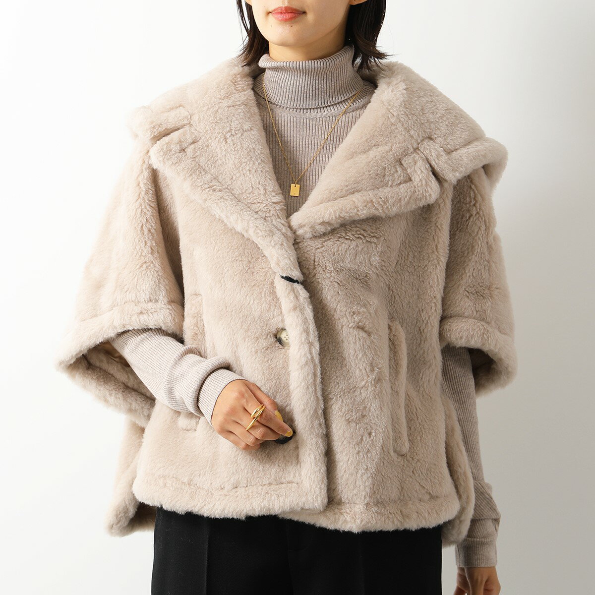 MAX MARA マックスマーラ ケープ CAMBUSA1 レディース テディベアケープ コート ファー ボア セーラーカラー ジャケット 002のサムネイル
