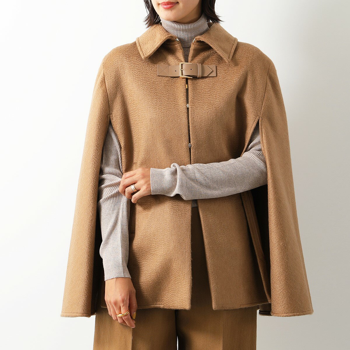 MAX MARA マックスマーラ ケープ OBLIQUA レディース ジャケット ウール カシミヤ ショート丈 ベルト付き コート 002のサムネイル