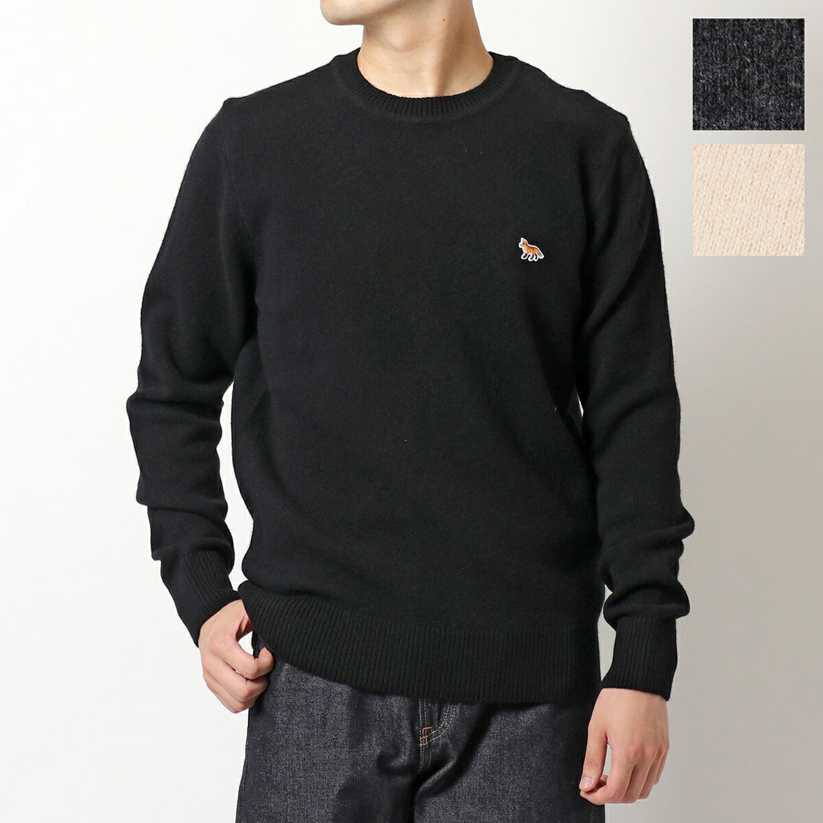 MAISON KITSUNE メゾンキツネ HM00502KT1006 BABY FOX PATCH COSY R-NECK PULLOVER ウール クルーネック ニット セーター 長袖 カラー3色 メンズ