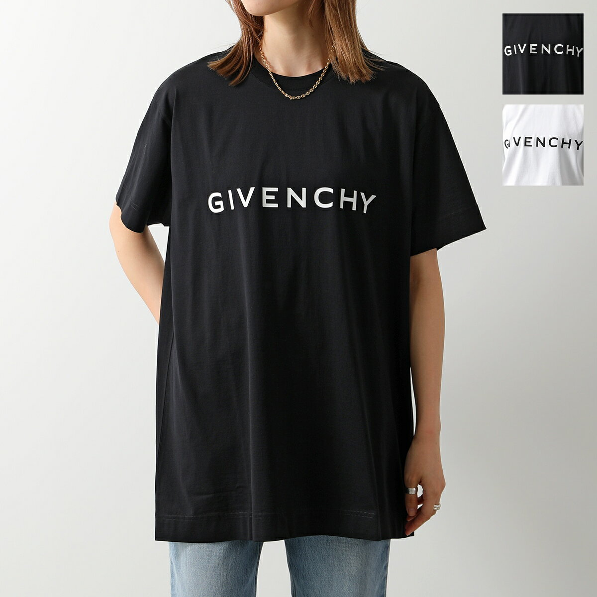 GIVENCHY ジバンシィ Tシャツ BM716N3YAC レディース 半袖 カットソー ロゴT コットン クルーネック オーバーサイズ 4Gエンブレム カラー2色【po_fifth】