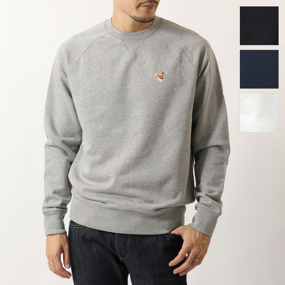MAISON KITSUNE メゾンキツネ トレーナー FOX HEAD PATCH AM00303KM0001 メンズ クルーネック スウェット GREY-MELANGEのサムネイル