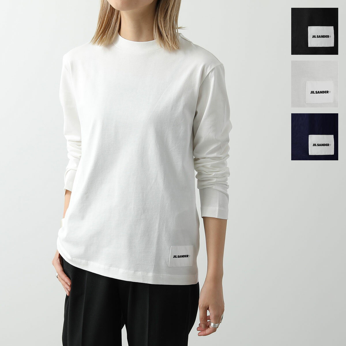 JIL SANDER ジルサンダー プラス 長袖 Tシャツ 【1枚単品】J40GC0002 J45048 レディース クルーネック カットソー ロンT ロゴラベル コットン カラー3色