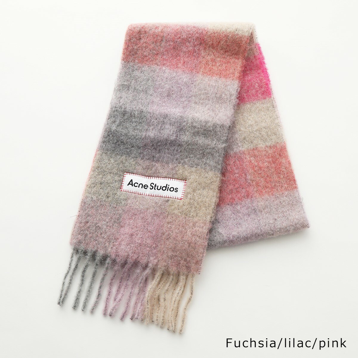 Acne Studios アクネストゥディオズ マフラー CA0084 FN-UX-SCAR000115 レディース ストール チェック柄 ロゴラベル 大判 フリンジ カラー6色のサムネイル