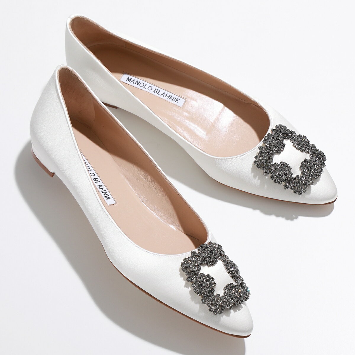 MANOLO BLAHNIK マノロブラニク パンプス HANGISIFLAT FMC SATIN 010 レディース ハンギシフラット サテン 9XX 0348 ジュエルバックル シューズ 靴 130/LCRM(1309)【po_fifth】【cp_ten】