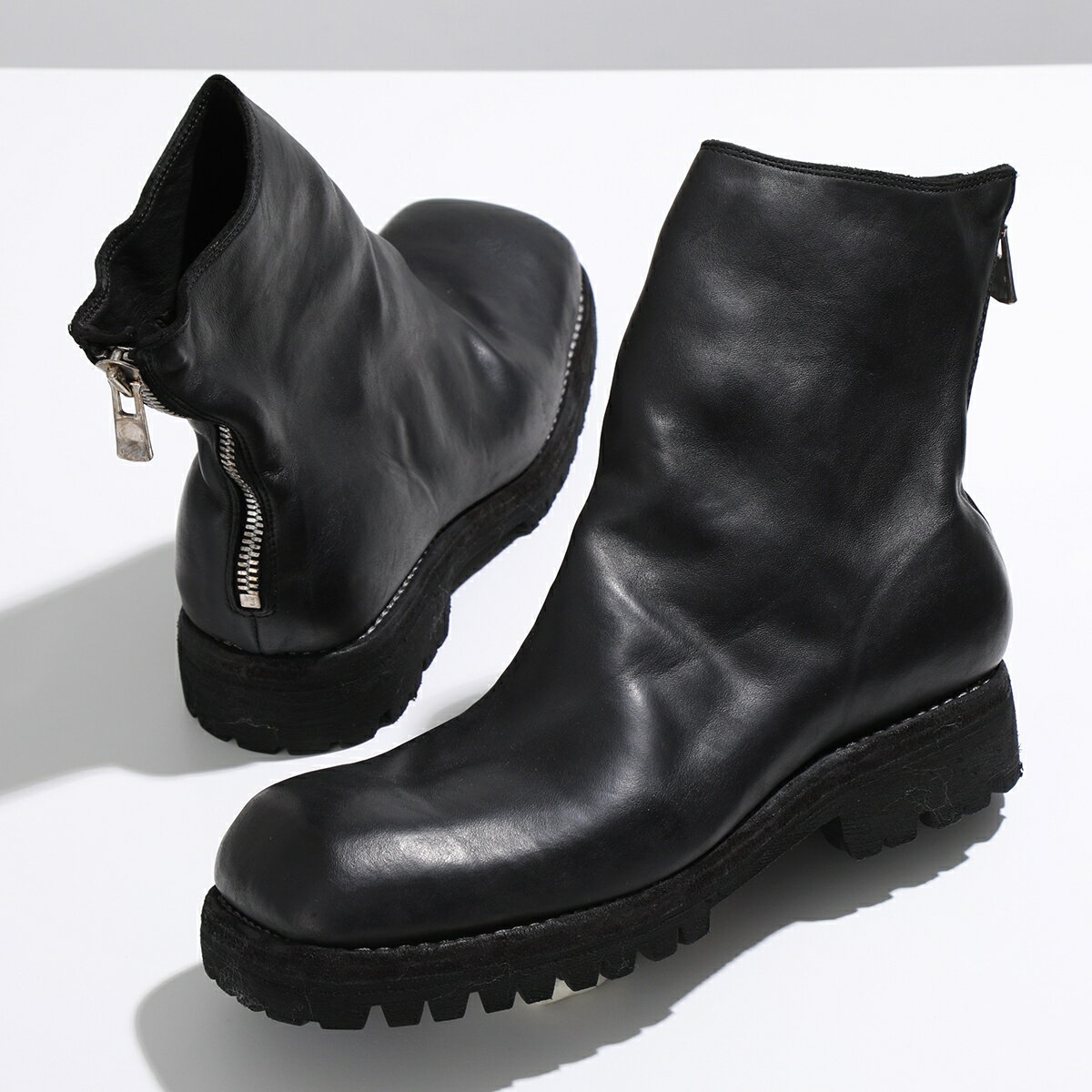 GUIDI グイディ バックジップブーツ 79086V メンズ ホースレザー フルグレイン ショートブーツ ビブラムソール シューズ 靴 LINED-BLKT