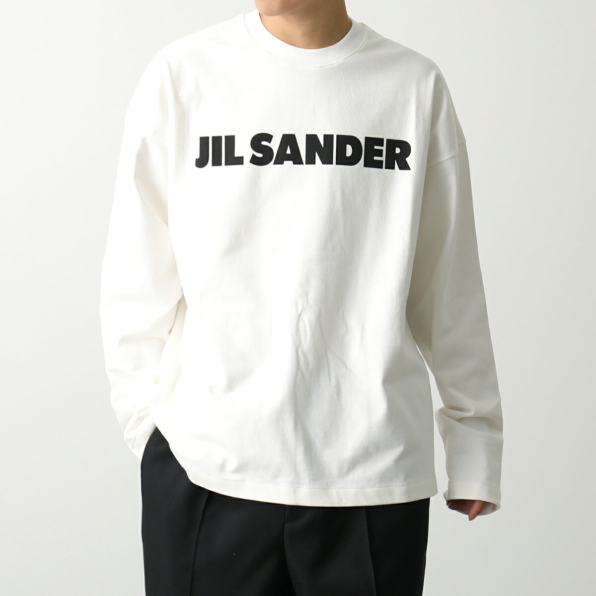 ジル サンダー プレゼント メンズ JIL SANDER ジルサンダー 長袖 Tシャツ J22GC0136 J45148 メンズ コットン ロゴT ロンT クルーネック カットソー リラックスフィット 102/PORCELAIN