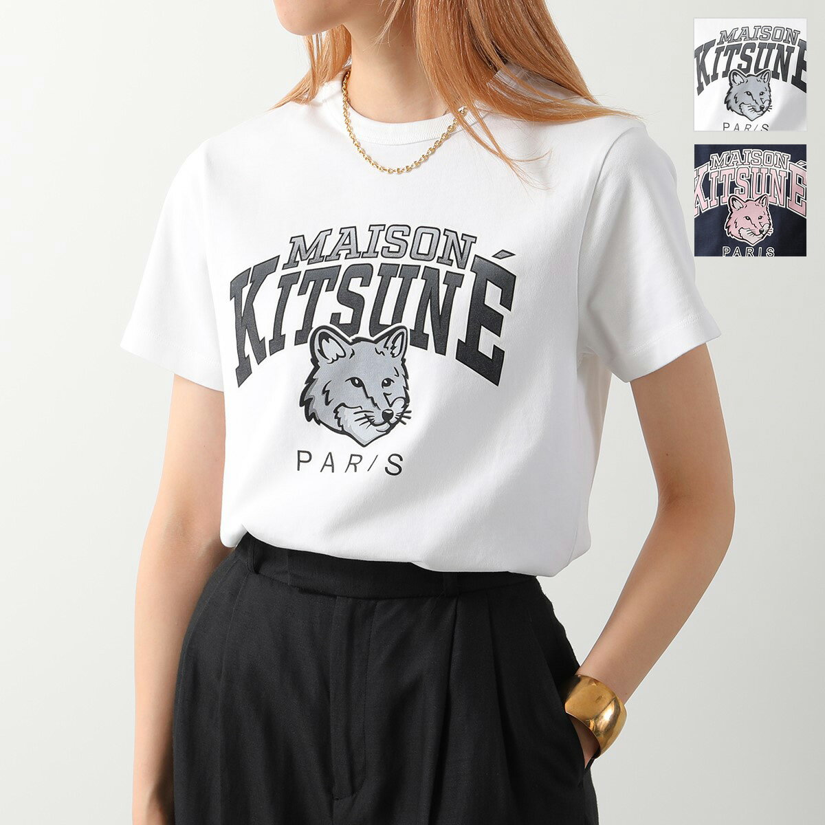 MAISON KITSUNE メゾンキツネ Tシャツ LW00104KJ0035 レディース キャンパス フォックス クラシック コットン 半袖 カラー2色のサムネイル