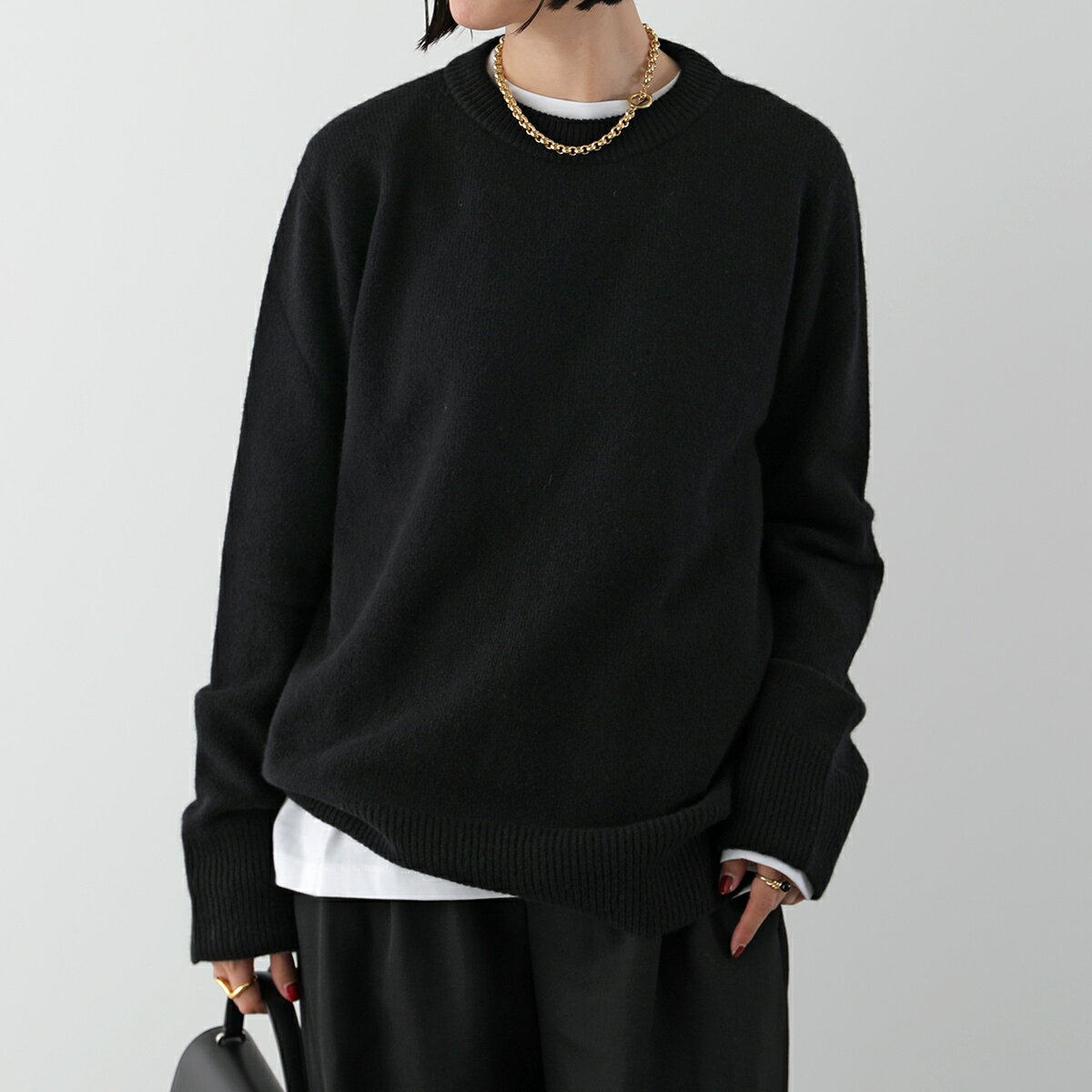 THE ROW ザ ロウ ニット SIBEM TOP 5582 Y184 レディース クルーネック セーター カシミヤ混ウール 長袖 BLK