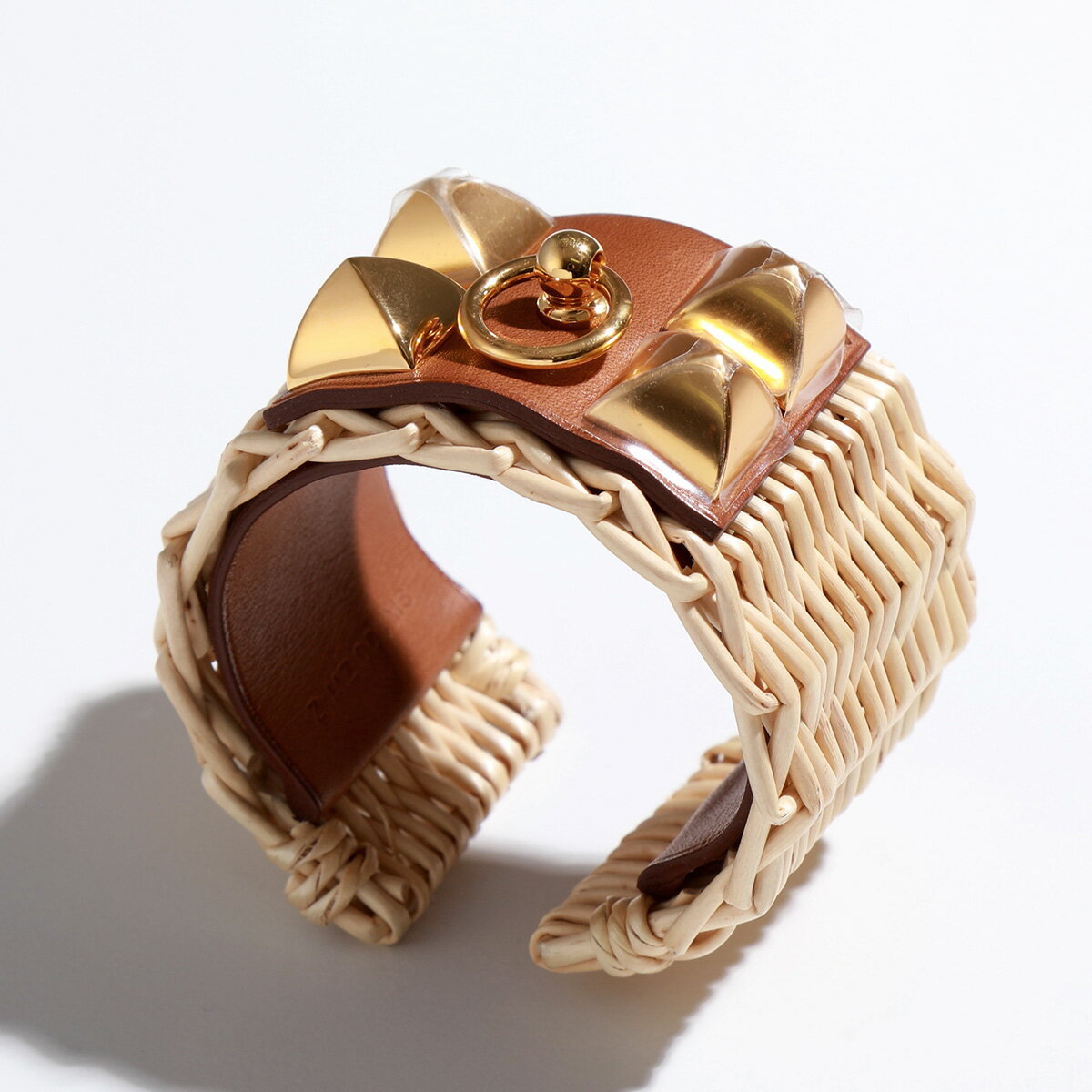HERMES エルメス バングル コリエドシアン メドール ピクニック COLLIER DE CHIEN MEDOR PICNINC 070955F レディース ヤナギ+バレニア Z刻印 T2 FAUVE/GOLD金具のサムネイル