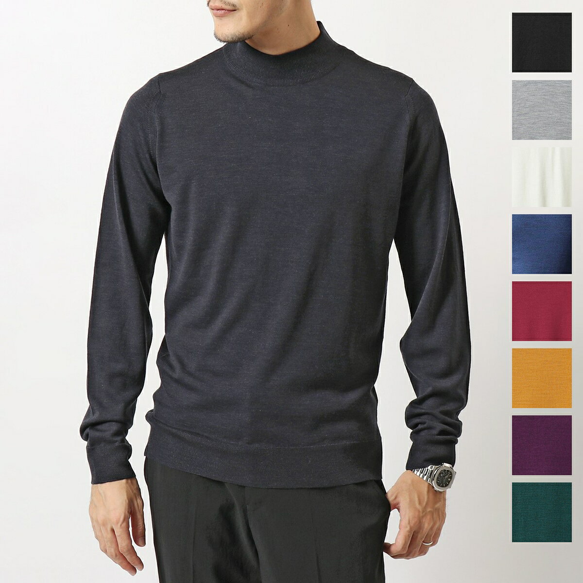 JOHN SMEDLEY ジョンスメドレー ニットトップス HARCOURT ハーコート STANDARD FIT メンズ メリノウール モックネック セーター ハイゲージ 無地 カラー13色【po_fifth】