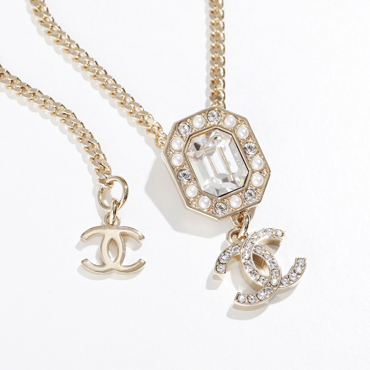 CHANEL シャネル ネックレス ABB757 B14169 レディース ラインストーン パール クリスタルビジュー チェーン ペンダント ココマーク CCロゴ NR657のサムネイル