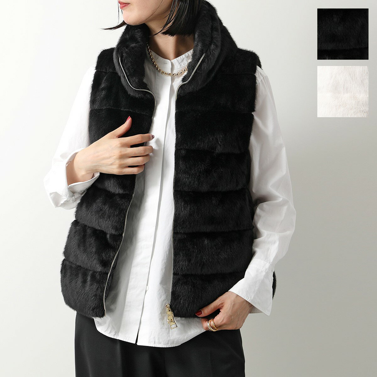HERNO ヘルノ ダウンベスト LADY レディー PI001514D 12354 レディース エコファー ジレ ジップアップ ウエストコート カラー2色のサムネイル