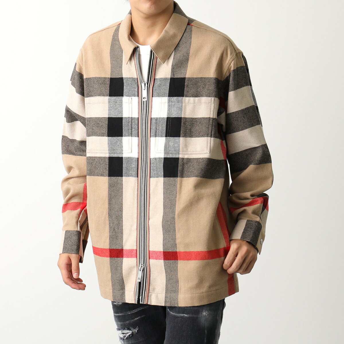 バーバリー BURBERRY バーバリー シャツ ジャケット HAGUE ハーグ 8050135 メンズ オーバーシャツ チェック ウールコットン ジップアップ A7028/ARCHIVE‐BEIGE