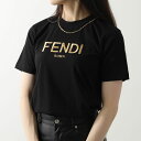 FENDI フェンディ 半袖Tシャツ FS7254 AK6J レディース ロゴ刺繍 コットン クルーネック カットソー F0GME/BLACK【cp_ten】【po_fifth】