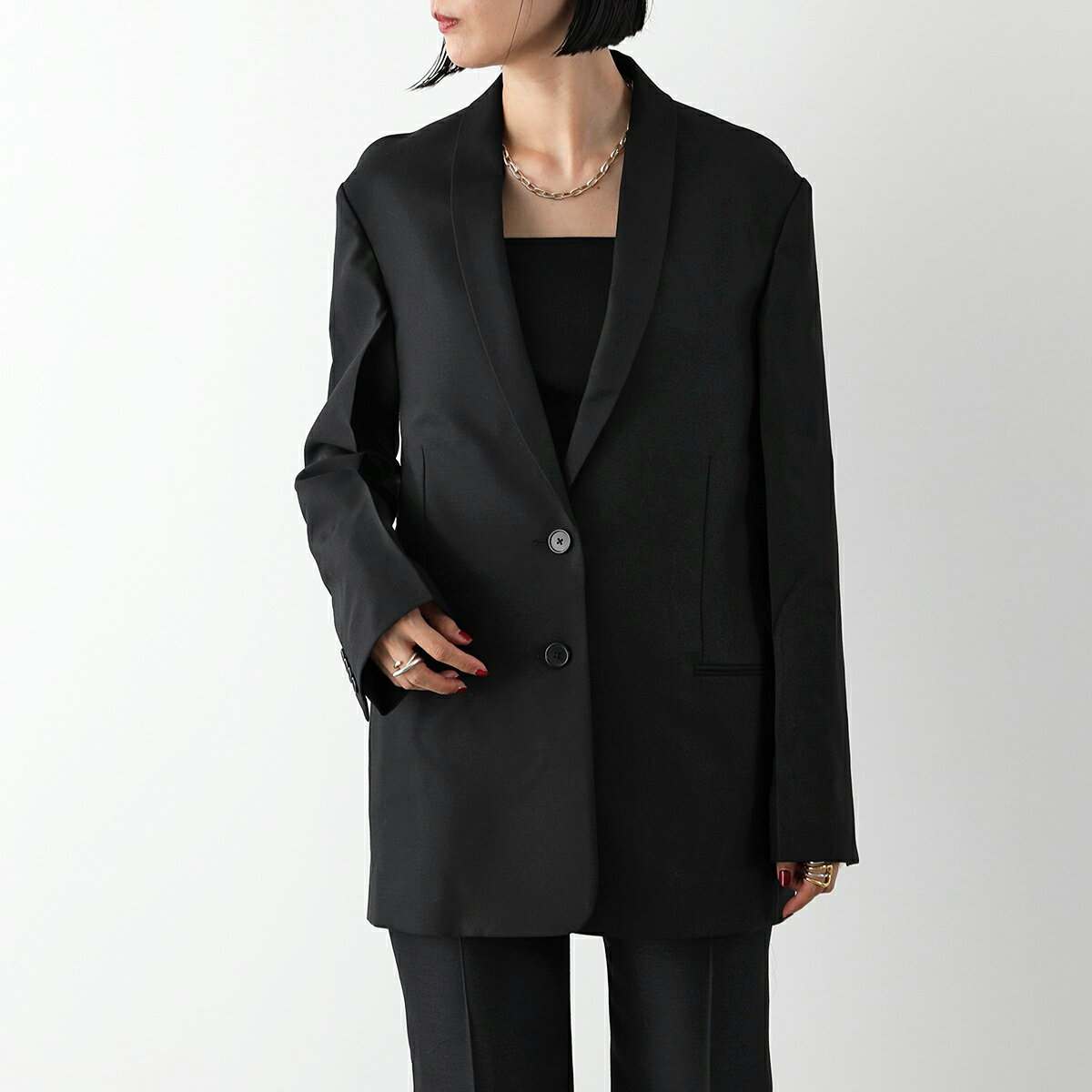 THE ROW ザ・ロウ ジャケット COWAL コワル JACKET 7226 W2361 レディース ウール モヘヤ ダブルブレスト カットアウト スリット BLK【po_fifth】のサムネイル