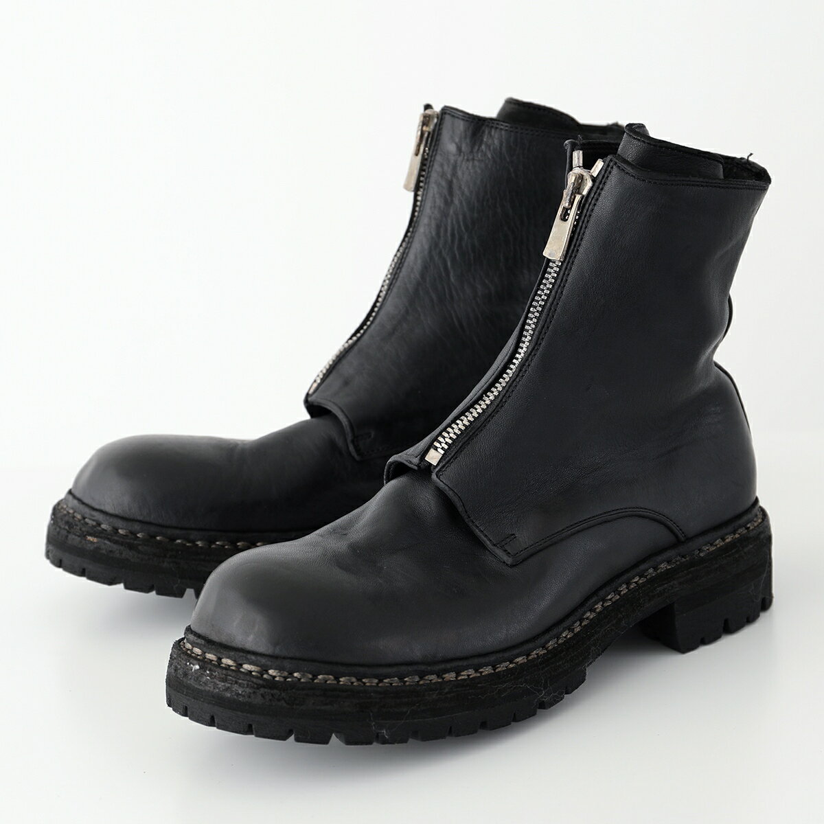 GUIDI グイディ フロントジップブーツ GR05FRV メンズ ホースレザー Vibram ビブラムソール ショートブーツ シューズ 靴 BLKT