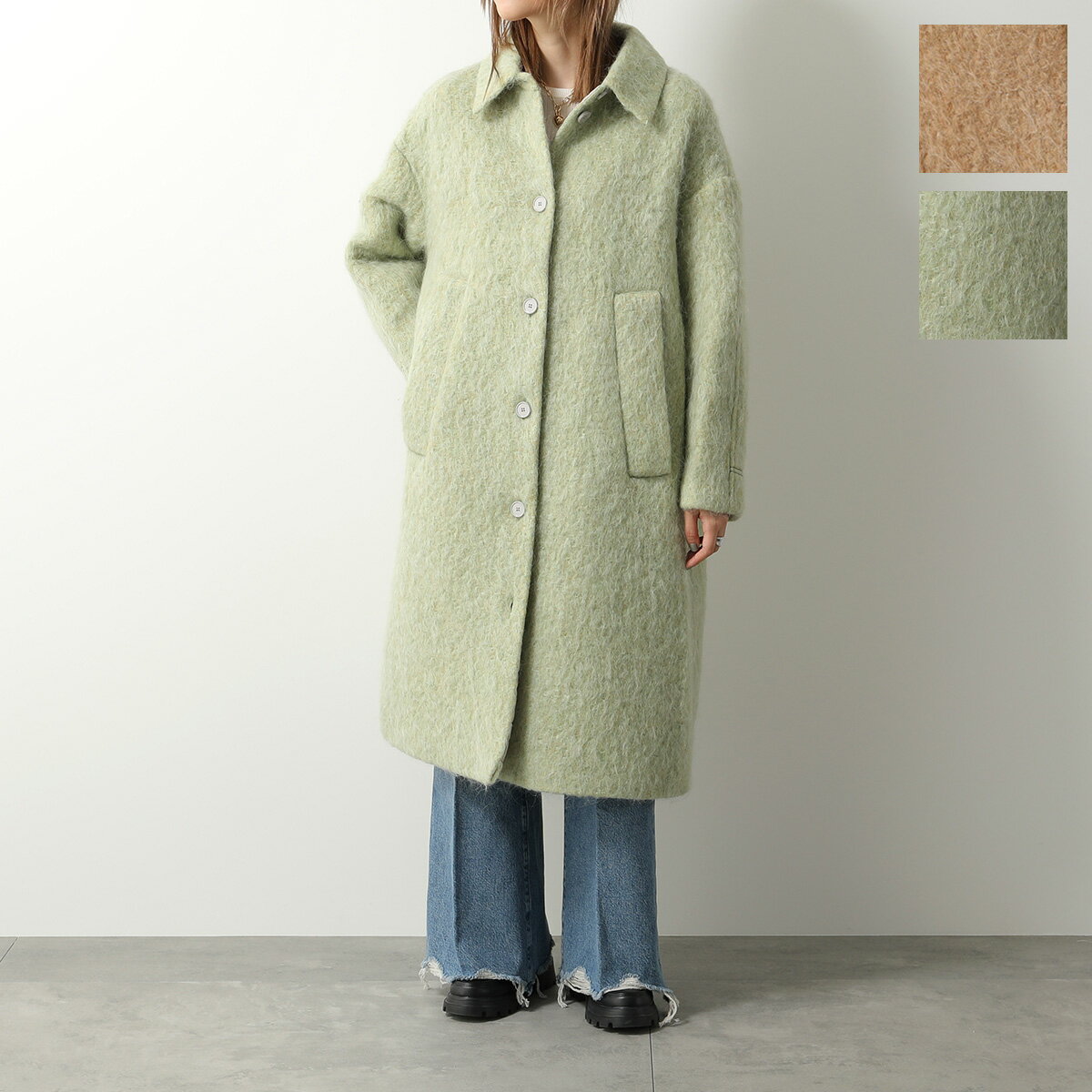 T-COAT ティーコート ステンカラーコート T96 FURRY レディース カーリー ウール ミドル丈 シャツジャケット カラー2色のサムネイル