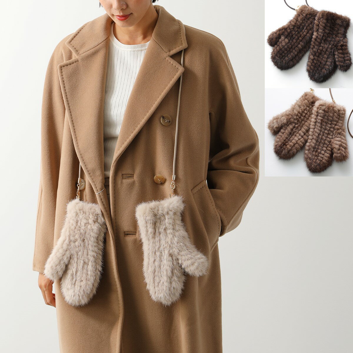 MAX MARA マックスマーラ ミトン MINKMITT レディース ミンク ファー コード付き グローブ 手袋 カラー3色