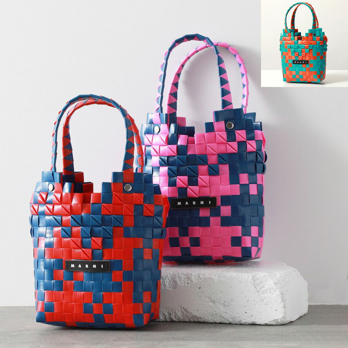 MARNI KIDS マルニ キッズ バスケットバッグ DIAMOND BASKET ダイヤモンド M00637 M00IW レディース ガールズ ハンドバッグ かごバッグ ウーブン ロゴ 鞄 カラー3色