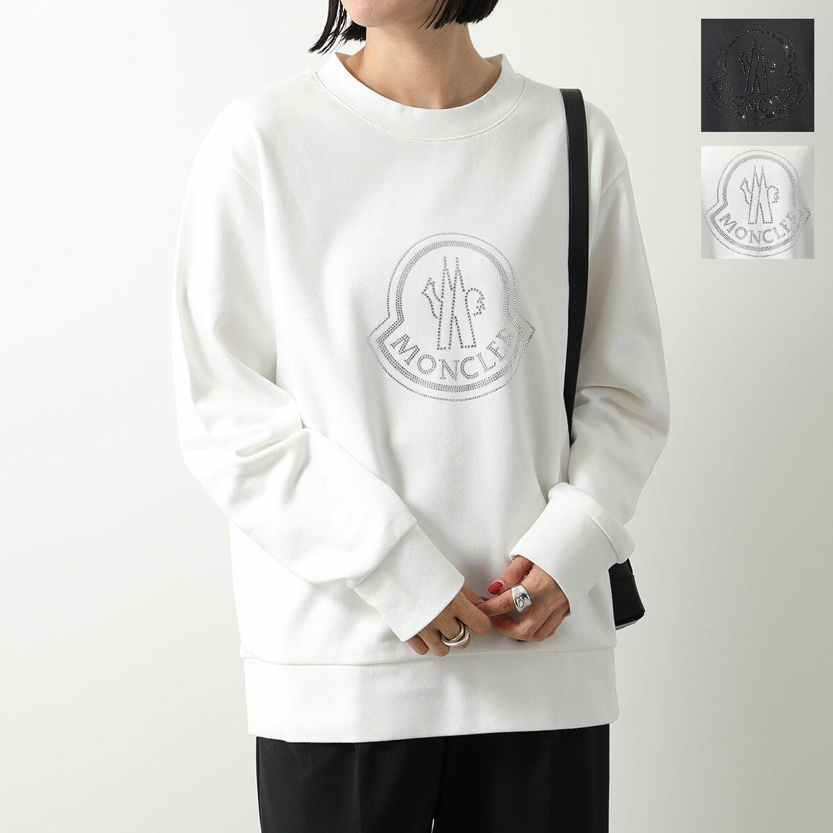 MONCLER モンクレール スウェット MAGLIA マーリア 8G00053 899TR レディース ラインストーン ロゴ クルーネック 長袖 トレーナー カラー2色のサムネイル
