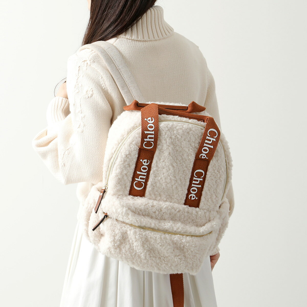 Chloe KIDS クロエ キッズ バックパック C10322 レディース ガールズ リュック ボア ムートン ロゴ 鞄 148/IVORYのサムネイル