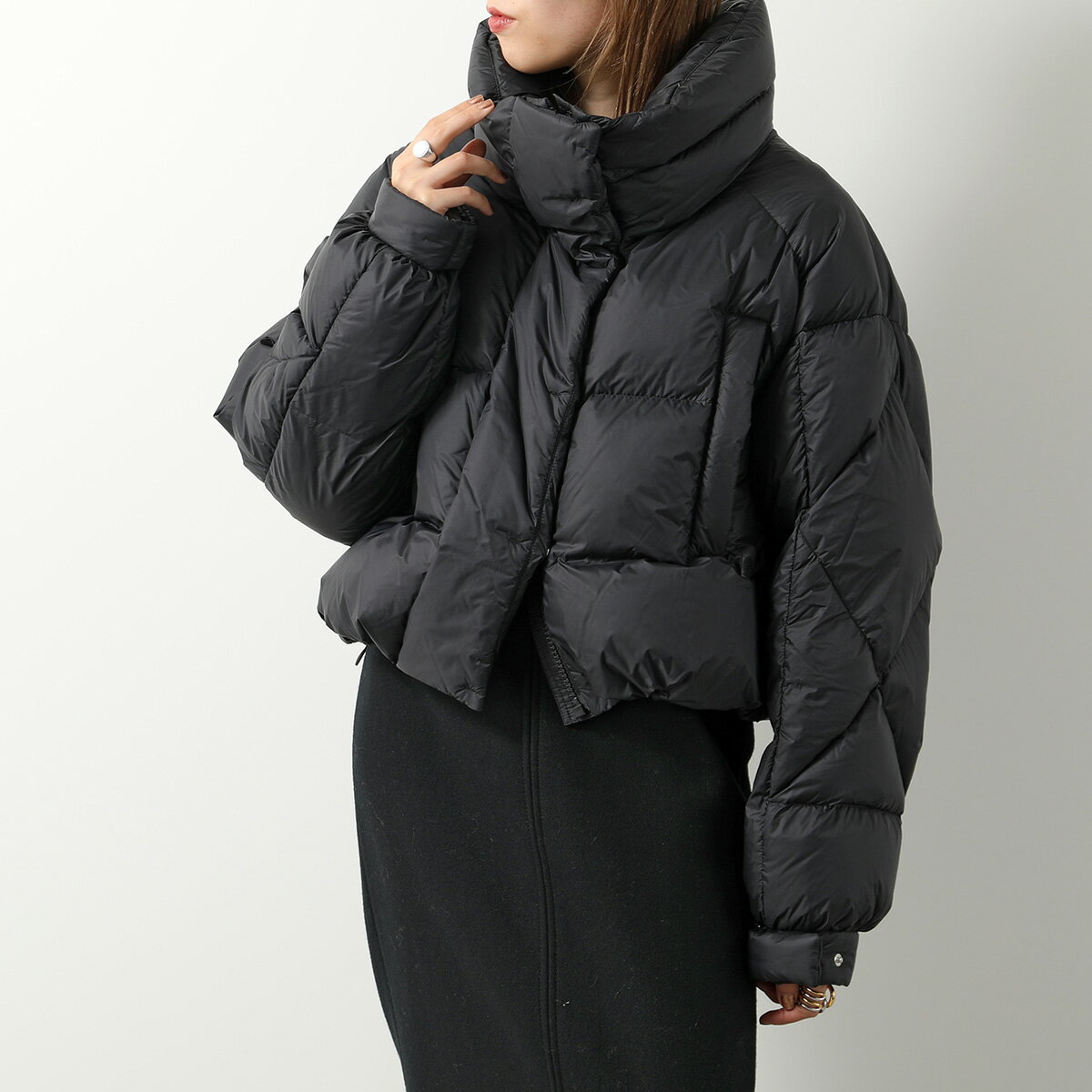 楽天インポートセレクト museeBACON ベーコン ダウンジャケット W PUFFA RING WLT BACPIGIU342 レディース ナイロン スタンドカラー ショート丈 ジップアップ CL003/BLACK