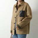 LOEWE ロエベ ジャケット WORKWEAR JACKET ワークウェア H526Y02W14 レディース アナグラム カシミヤ混ウール ダブルフェイス 胸ポケット 2277/BEIGE/KH