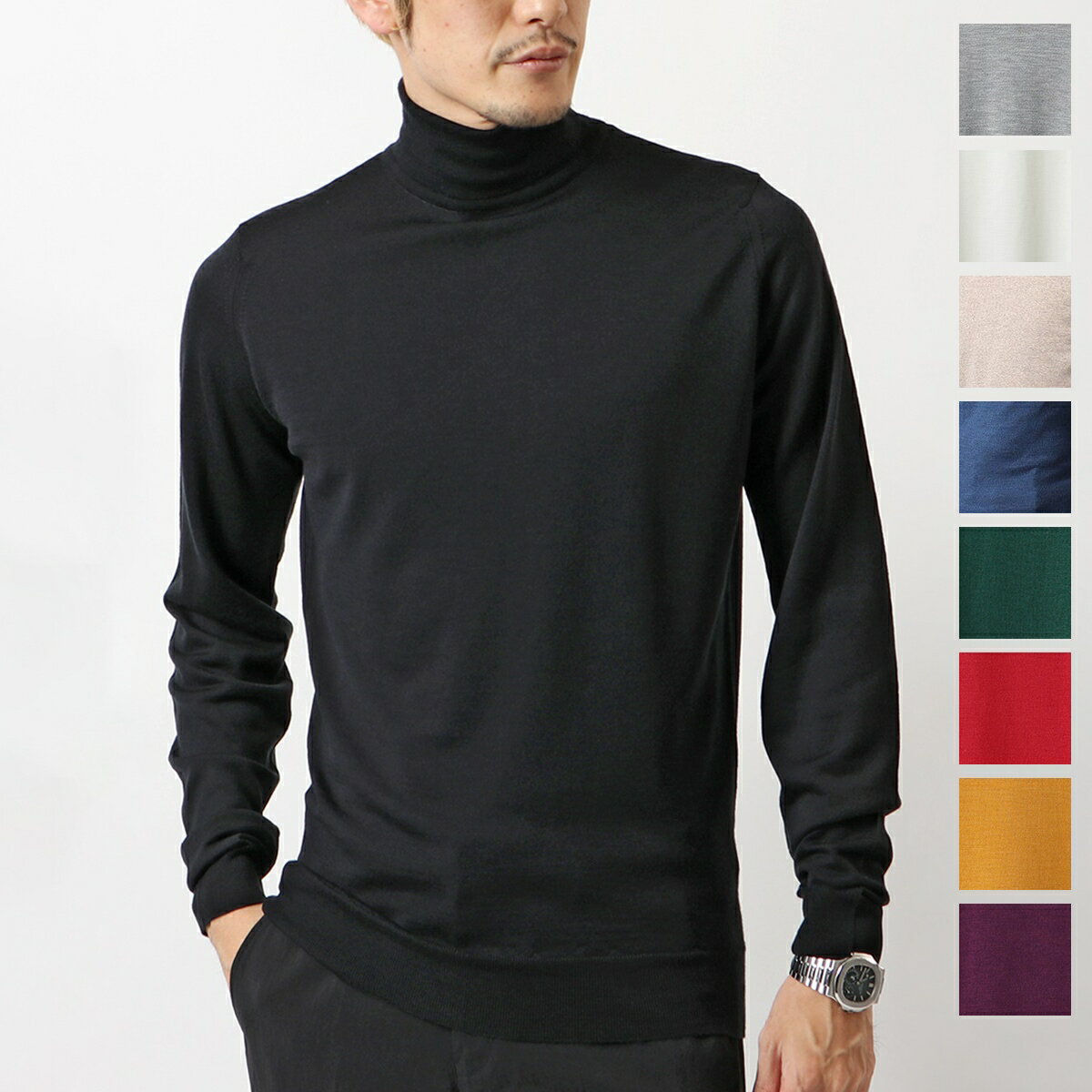 JOHN SMEDLEY ジョンスメドレー ニットトップス CHERWELL STANDARD FIT メンズ メリノウール タートルネック ハイゲージ 無地 カラー17色【cp_fifte】