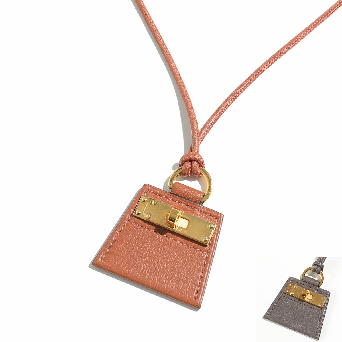 エルメス ネックレス（レディース） HERMES エルメス ネックレス モンプティケリー MONPETIT KELLY PM 081908CC レディース スイフト レザー ペンダント GOLD金具 カラー2色【po_fivee】