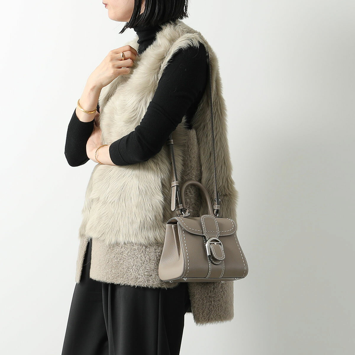 DELVAUX デルヴォー ハンドバッグ Brillant Mini ブリヨン ミニ SurpiqueRodeo Calf AA0406ADW0 AKSPA レディース レザー ショルダーバッグ 鞄 Tourterelle-Ivory 【dc_kikaku】