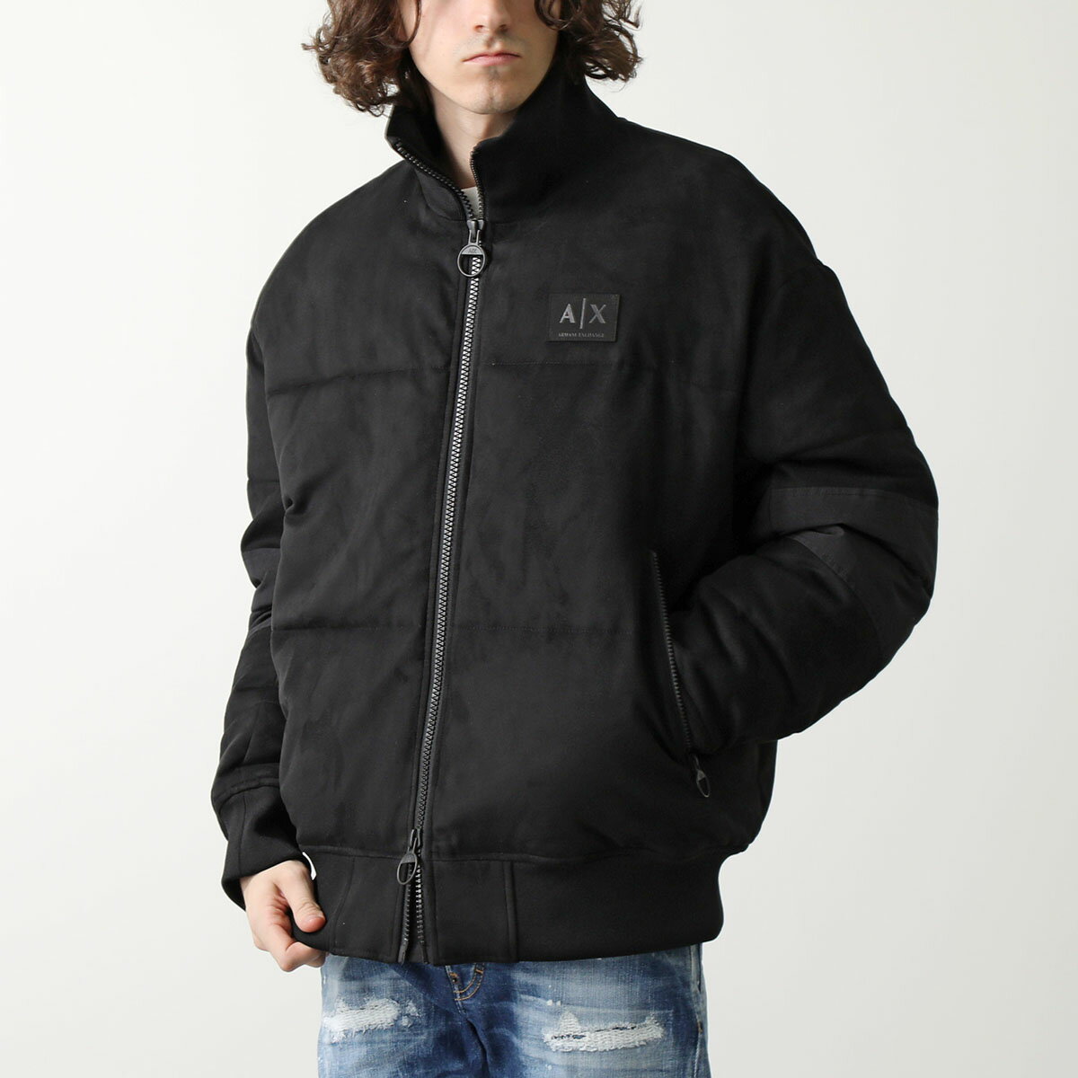 ARMANI EXCHANGE A/X アルマーニ エクスチェンジ パテッドジャケット 6RZB32 ZE1AZ メンズ ジップアップ ブルゾン ストレッチ ロゴパッチ 1200/BLACK