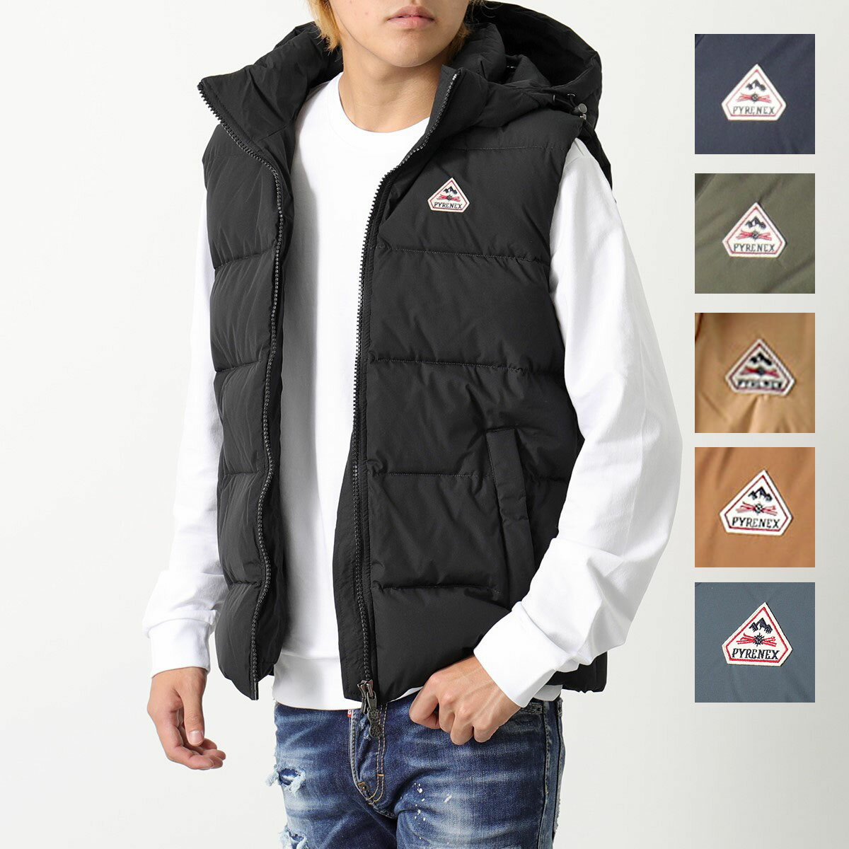 ピレネックス ダウンベスト メンズ PYRENEX ピレネックス ダウンベスト SPOUTNIC MINI RIPSTOP VEST HMS017 メンズ フード ジップアップ カラー6色