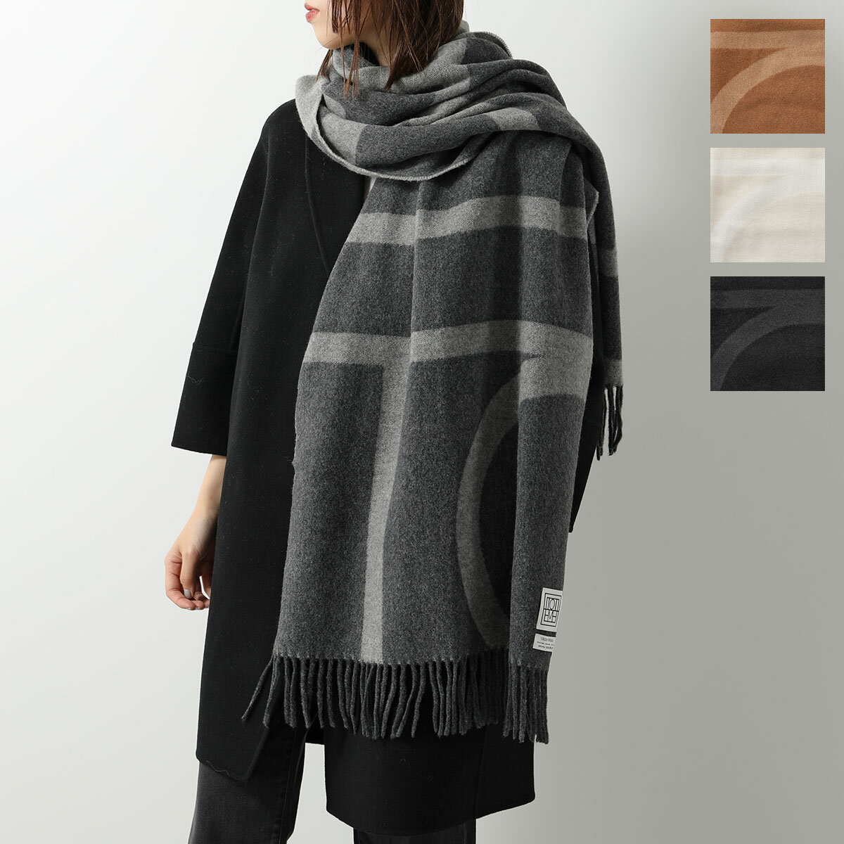 Toteme トーテム マフラー MONOGRAM JACQUARD WOOL SCARF レディース ストール モノグラム ジャガード ウール スカーフ フリンジ カラー4色