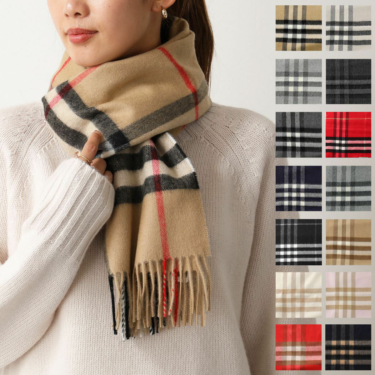 バーバリー マフラー（レディース） BURBERRY バーバリー マフラー GIANT CHECK CASHMERE SCARF レディース GIANT ICON カシミヤ フリンジ ストール バーバリーチェック カラー18色【p10倍】【TS10】