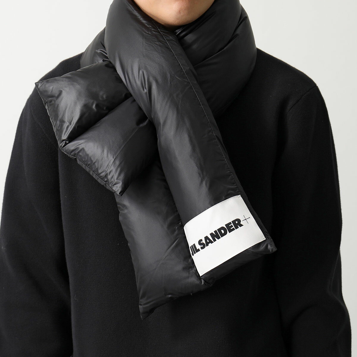 JIL SANDER+ ジルサンダー プラス マフラー J47TE0111 J70122 メンズ ダウン入り ロゴ ナイロン 001/BLACK 【po_fivee】 【dc_kikaku】のサムネイル