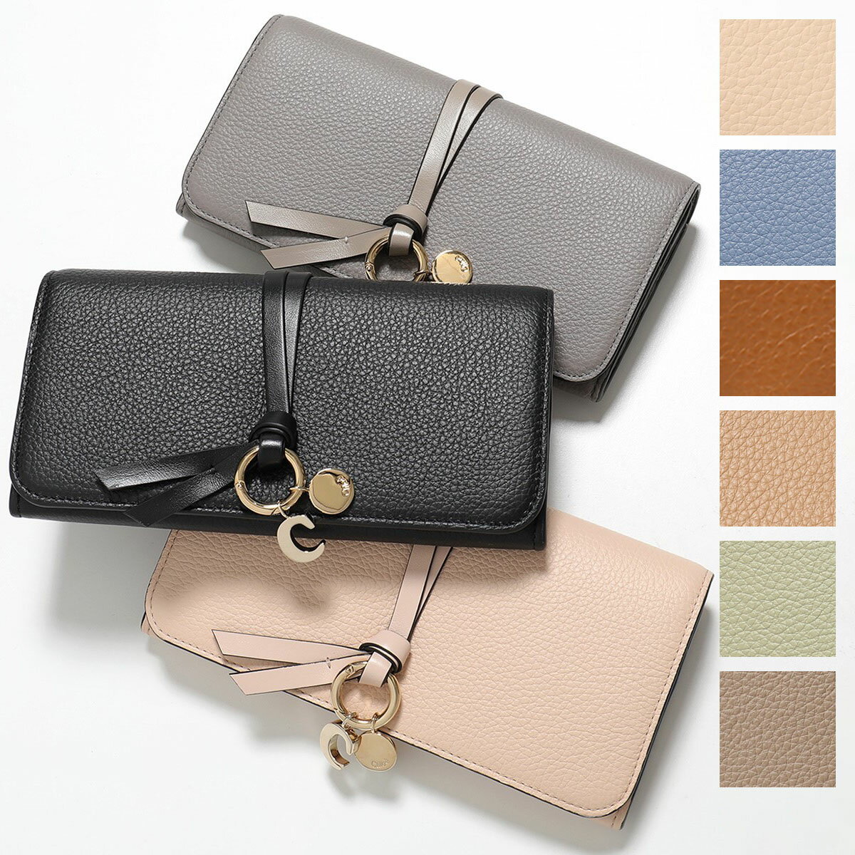Chloe クロエ 二つ折り 長財布 CHC21WP942F57 CHC21WP942F61 レディース Portafogli ALPHABET レザー カラー9色