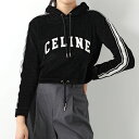 CELINE セリーヌ パーカー 2Y12C748Q.38AW レディース プルオーバー ベルベット ベロア 長袖 ロゴパッチ ブラック