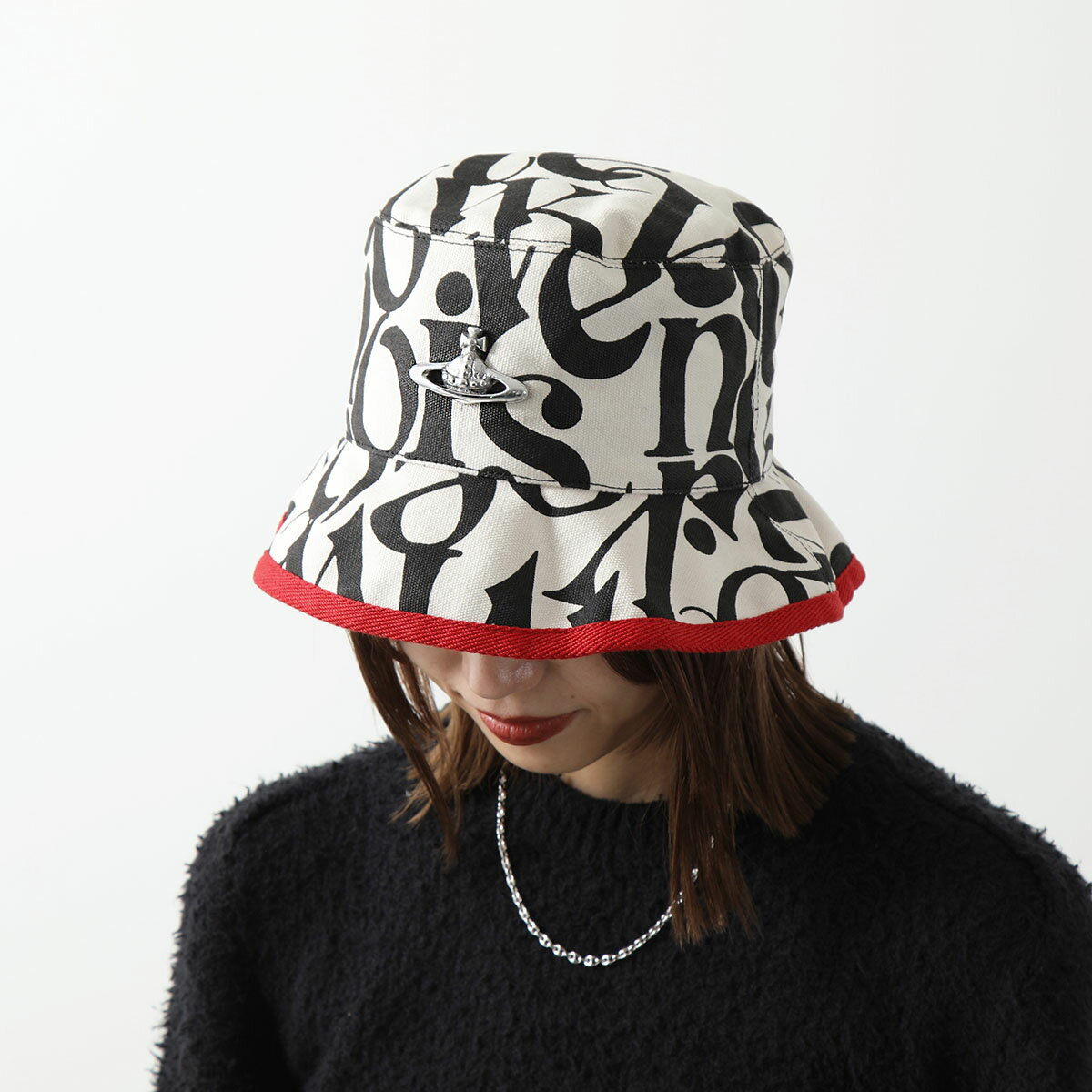 Vivienne Westwood ヴィヴィアンウエストウッド バケットハット SMALL FISHER スモール フィッシャー 81020014 W00L1 レディース 帽子 O101/BLACK-WORDS