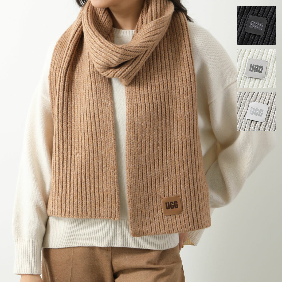 UGG アグ ニットマフラー W CHUNKY RIB KNIT SCARF チャンキー リブ ニット スカーフ 20166 レディース ロゴタグ ストール カラー4色