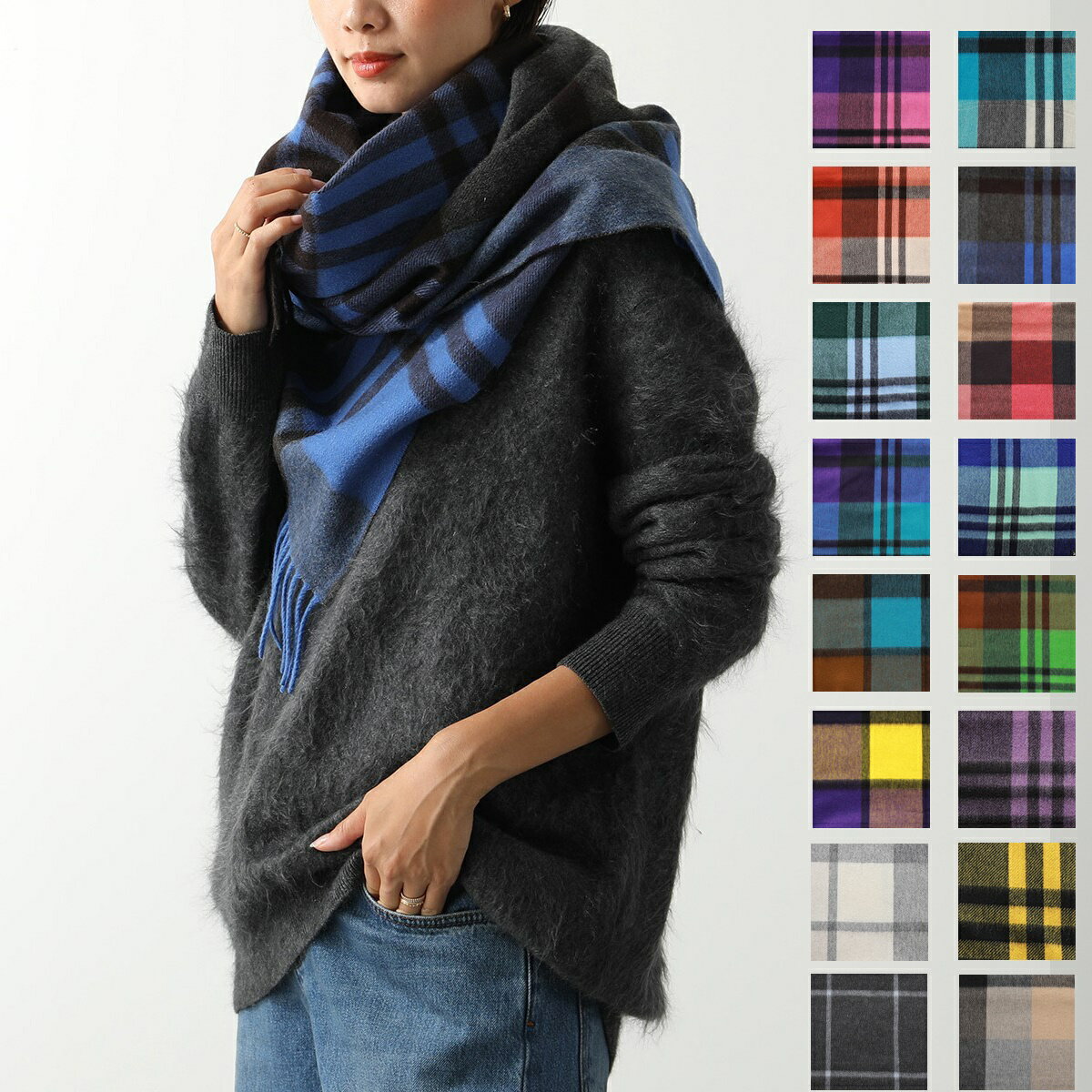 Joshua Ellis ジョシュアエリス マフラー レディース Ripple Cashmere Scarf カシミヤ 大判 ストール チェック 柄 ショール CPG カラー18色