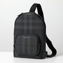 BURBERRY バーバリー ボディバッグ ML JETT SLING BRT 8071358 メンズ ベルトバッグ メタルロゴ ロンドンチェック 鞄 A8800/CHARCOAL【po_fifth】